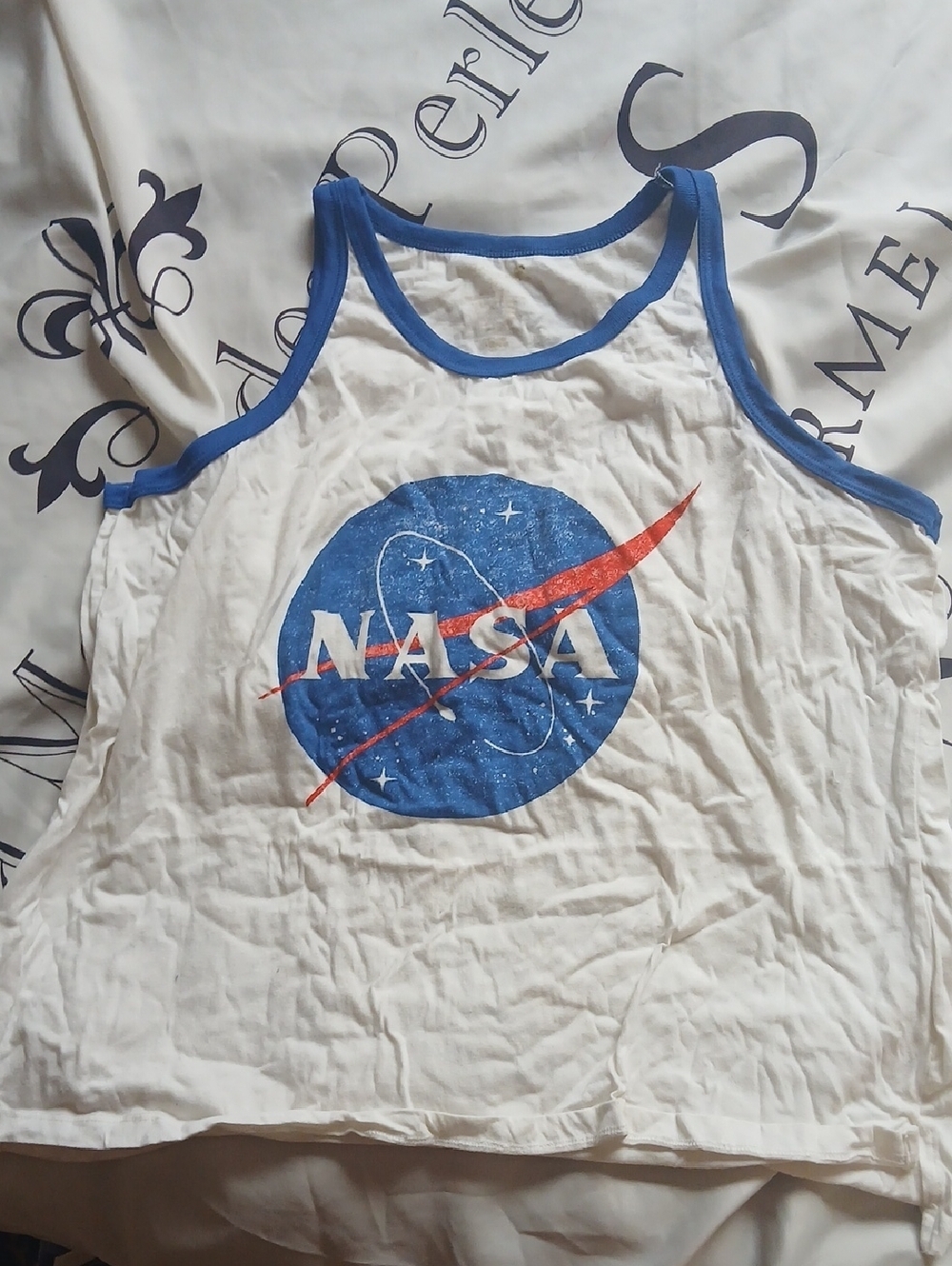 NASA Logo White Tank Top with Blue Trim Xl
